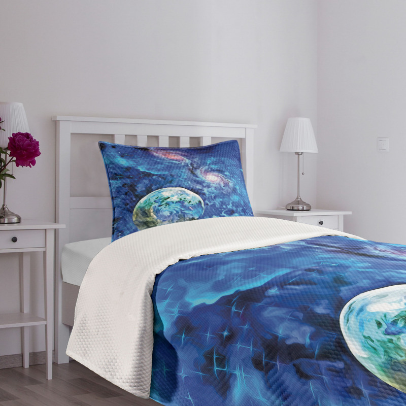 Planet Space Art Bedspread Set