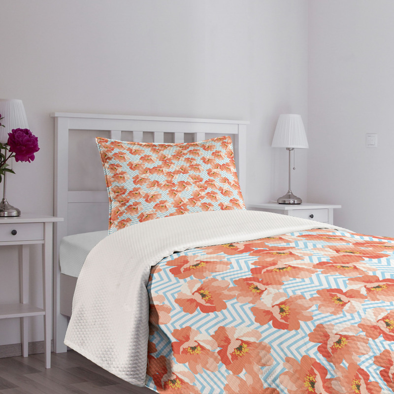 Romantic Poppy Flowers Bedspread Set