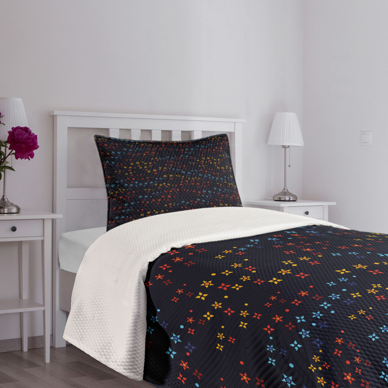 Vibrant Stars Flowers Bedspread Set