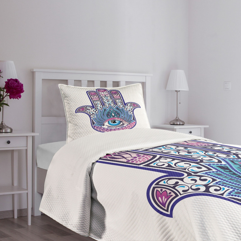 All Seeing Eye Lotus Motif Bedspread Set