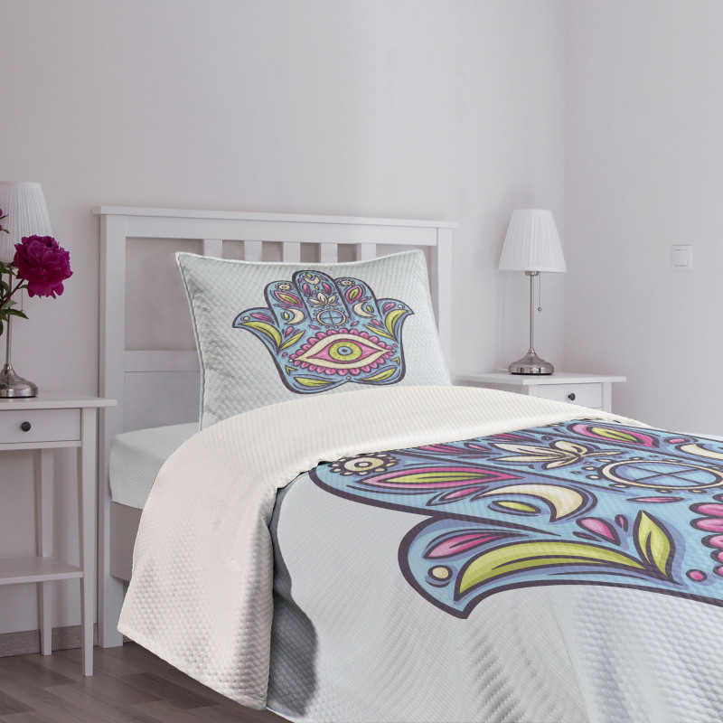 Doodle Colorful Hamsa Bedspread Set