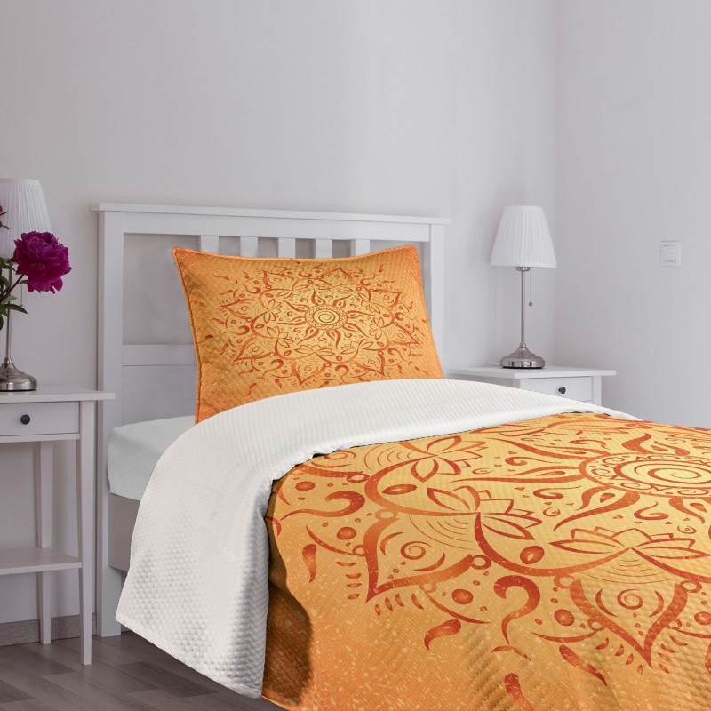 Orange Mandala Bedspread Set