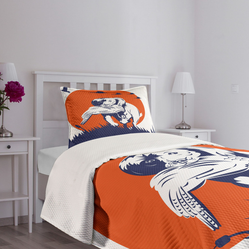 Cocker Dog and Ducks Bedspread Set