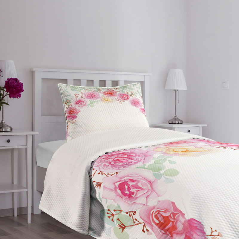 Floral Wreath Peony Bedspread Set