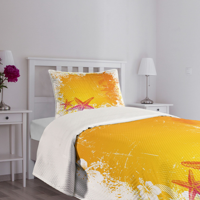 Exotic Flowers Seastars Bedspread Set