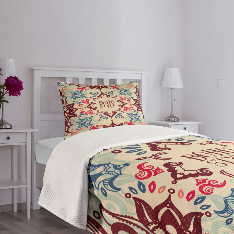 Ornate Floral Ethnic Bedspread Set