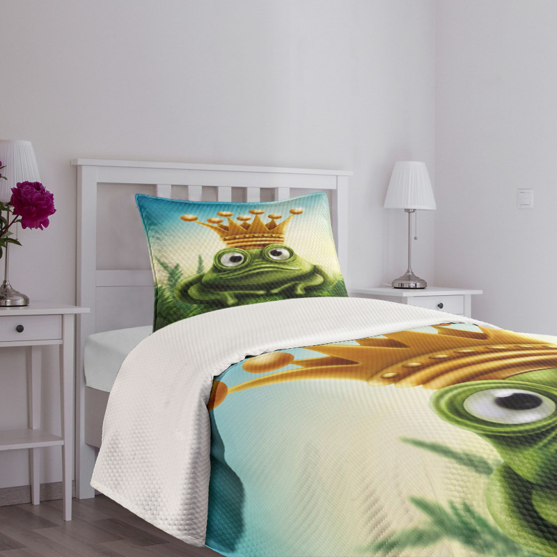 Frog Prince on Moss Stone Bedspread Set