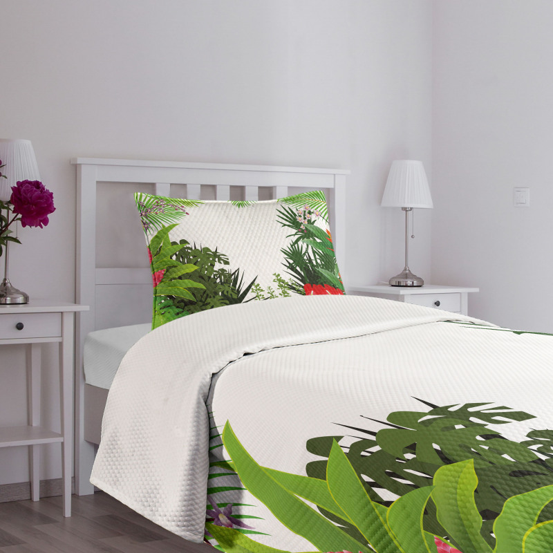 Hibiscus Anthurium Leaves Bedspread Set