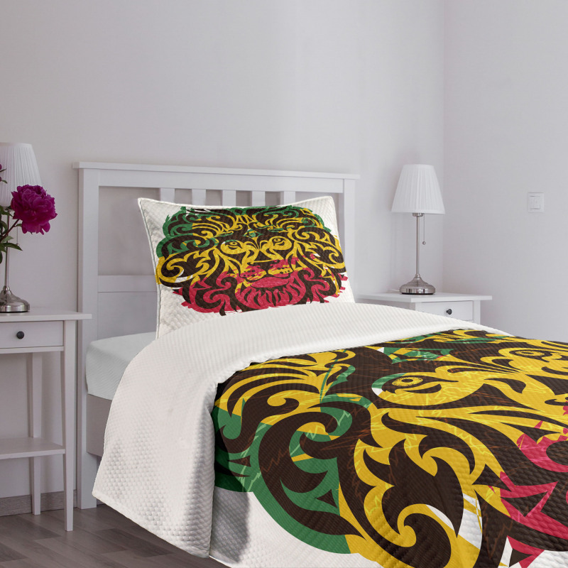 Ethiopian Wild Lion Head Bedspread Set