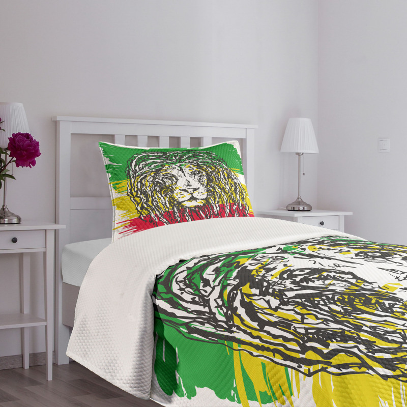 Hair Style Lion Portrait Bedspread Set