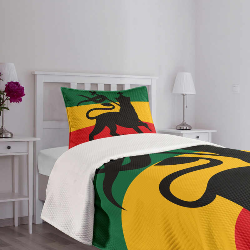 Judah Lion Reggae Flag Bedspread Set