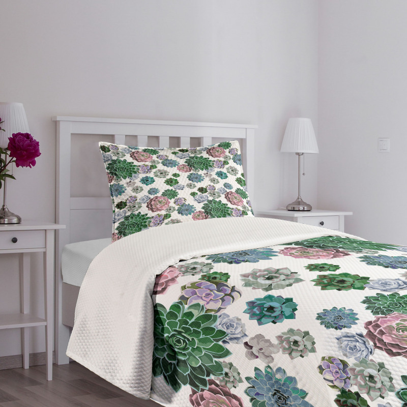Succulent Plants Garden Bedspread Set
