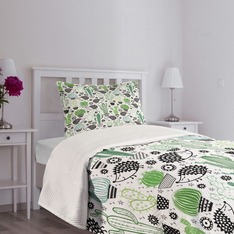 Hedgehog Saguaro Cartoon Bedspread Set