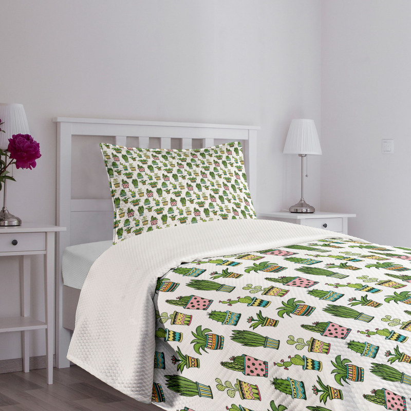 Succulent Doodle Pots Bedspread Set