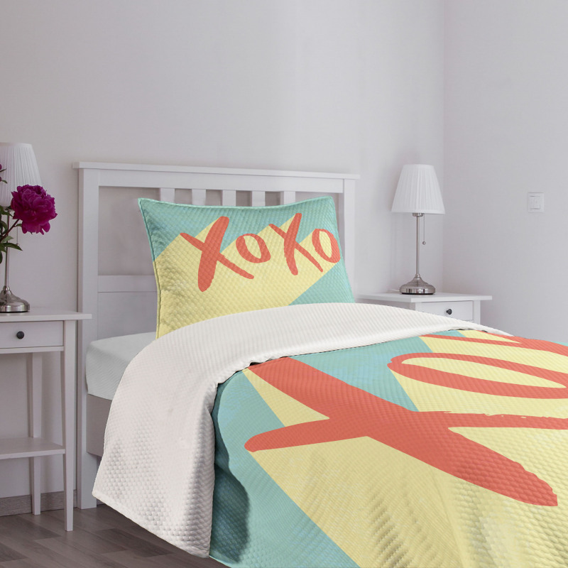 Pop Art Style Retro Vibrant Bedspread Set
