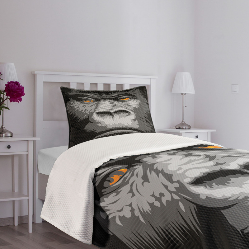 Wild Gorilla Orange Eyes Bedspread Set