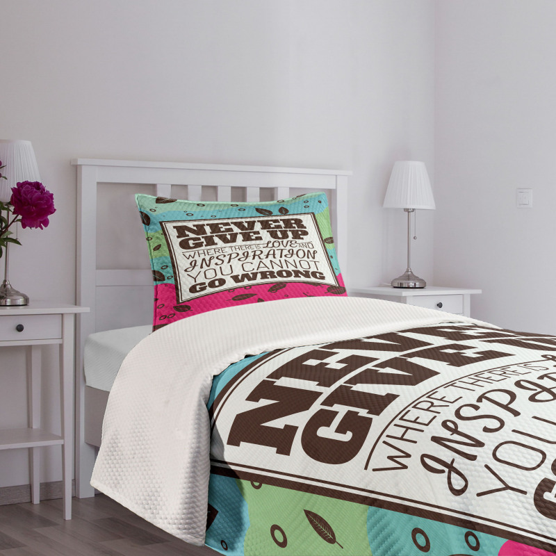 Never Give up Frame Retro Bedspread Set