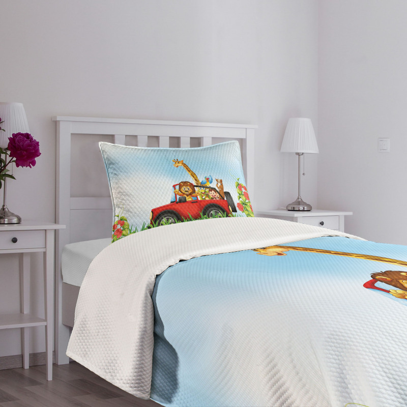 Cartoon Wildlife Animals Bedspread Set