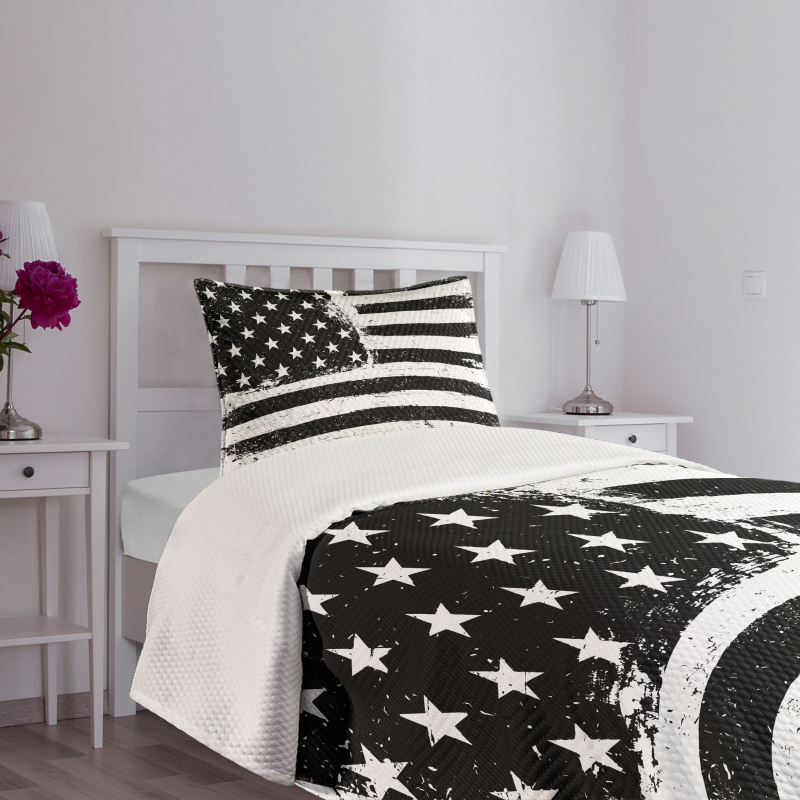Black and White Flag Bedspread Set