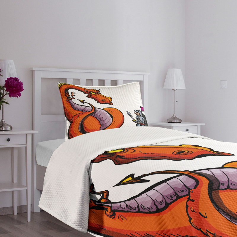 Cartoon Knight Sketch Bedspread Set