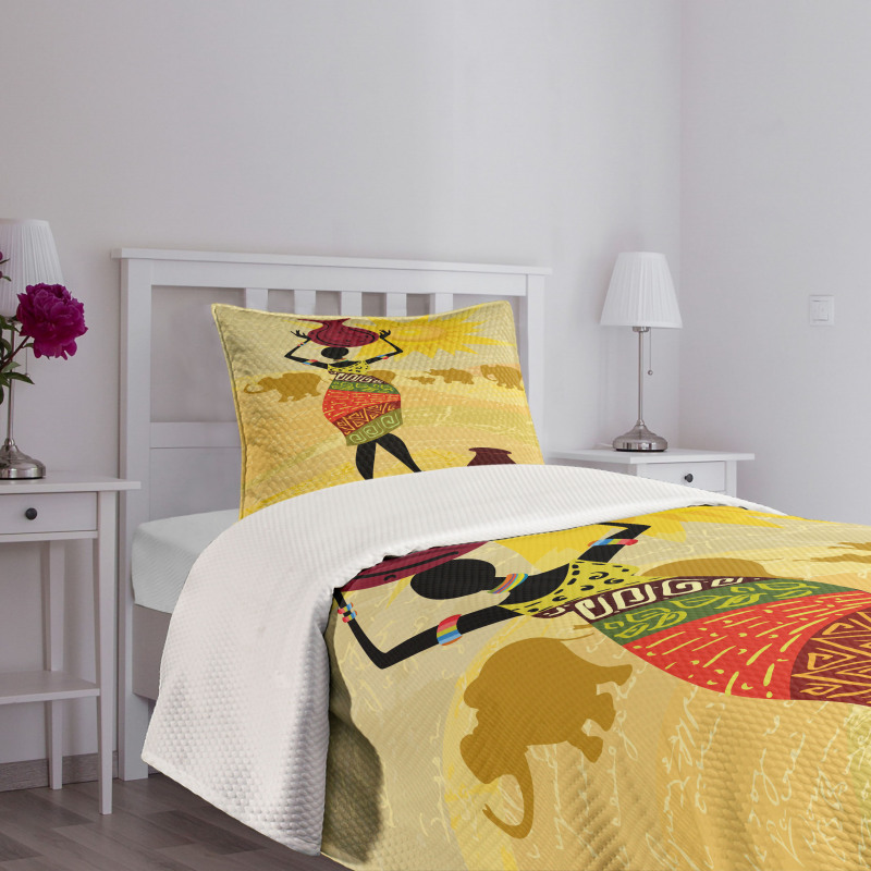 Elephants Sun Art Bedspread Set