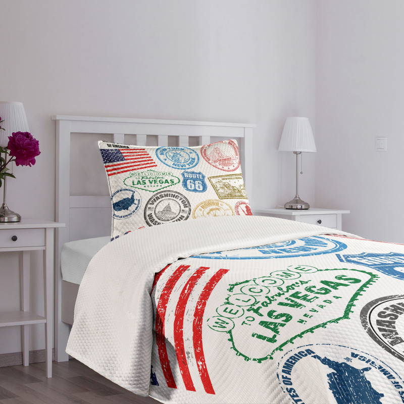 Grunge Stamps Bedspread Set