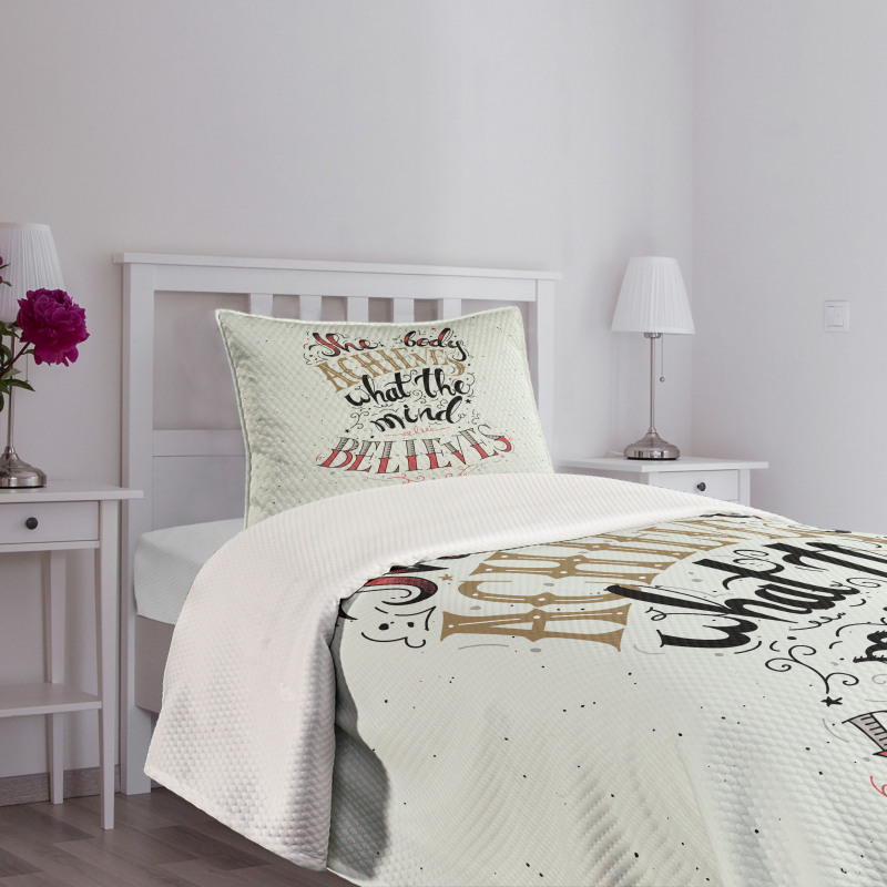 Body and Mind Words Art Bedspread Set