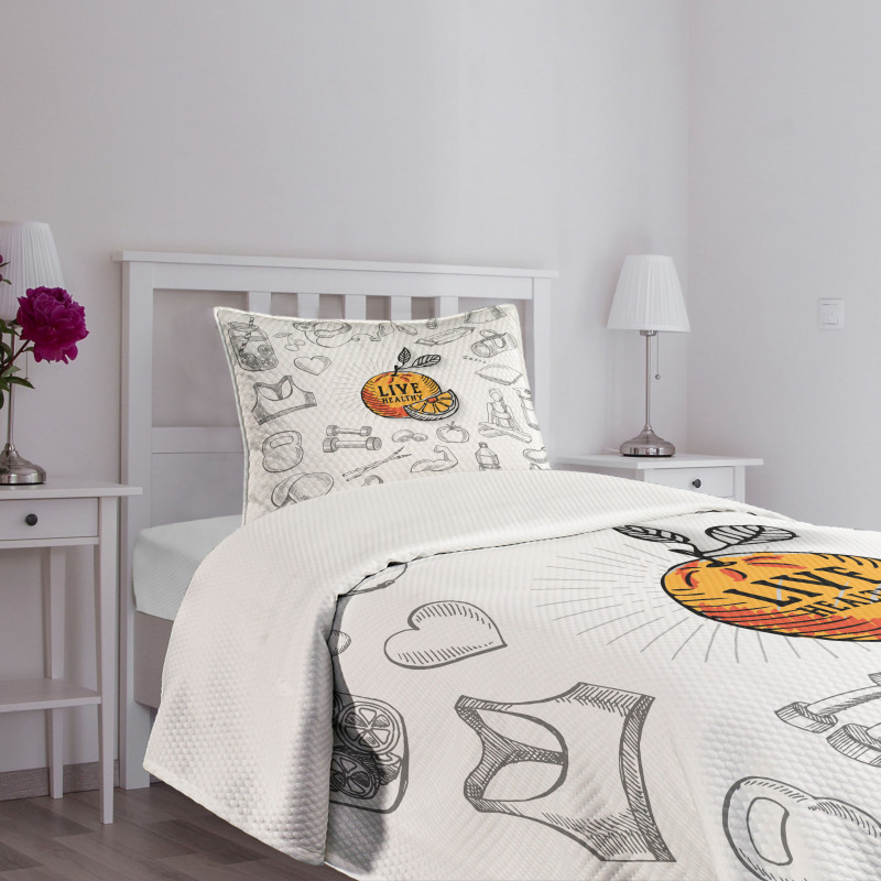 Live Healthy Theme Bedspread Set