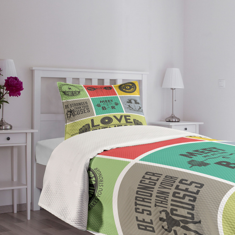 Various Words in Frames Bedspread Set