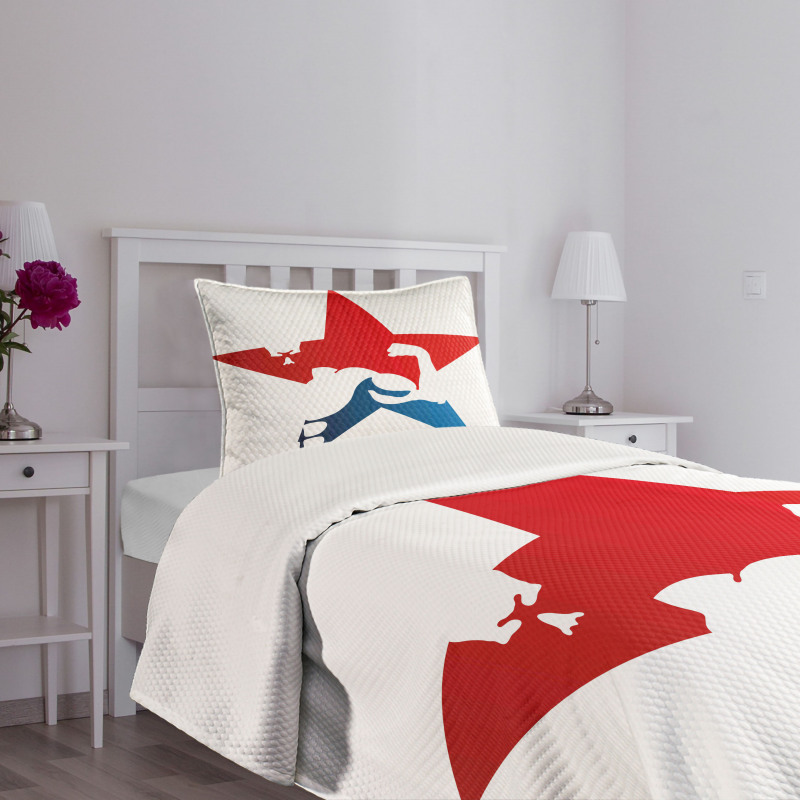 Athlete Silhouette Star Bedspread Set