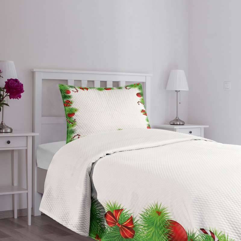 Pine Red Bows Bedspread Set