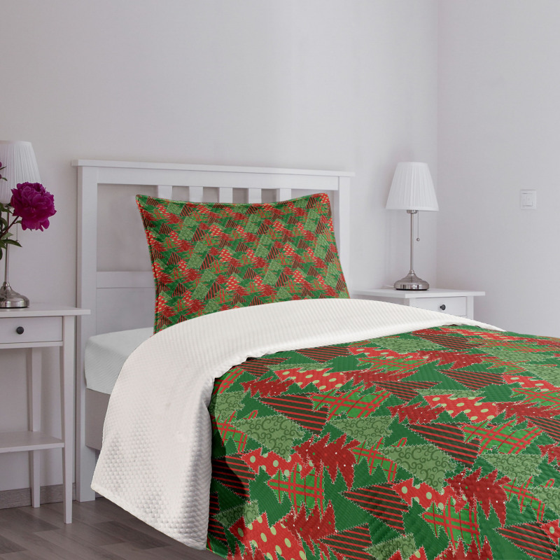 Tree Pines Swirl Dot Bedspread Set