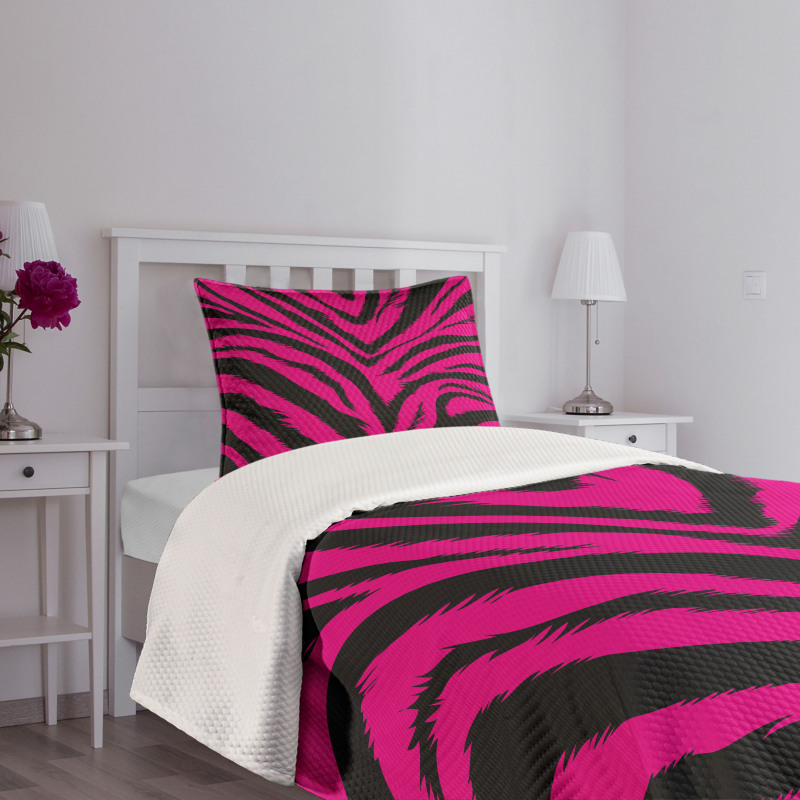 Hot Pink Zebra Skin Bedspread Set