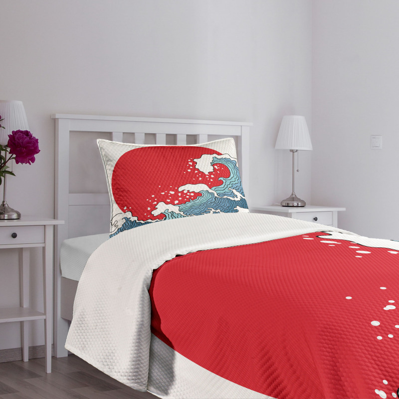 Red Sun Tsunami Bedspread Set