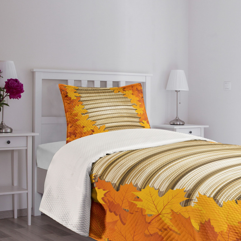 Fallen Leaves Rustic Style Bedspread Set