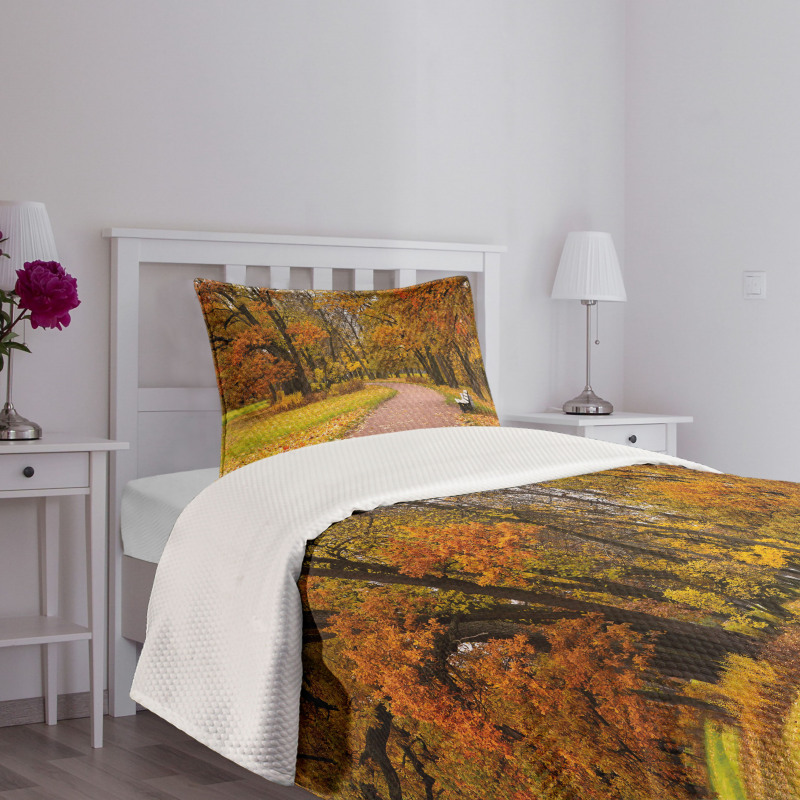 Idyllic Rural Park Woods Bedspread Set