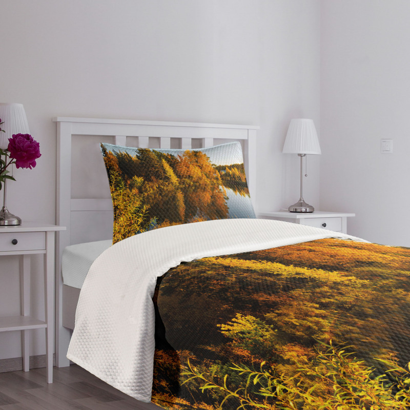 Lake Woodland at Sunset Bedspread Set