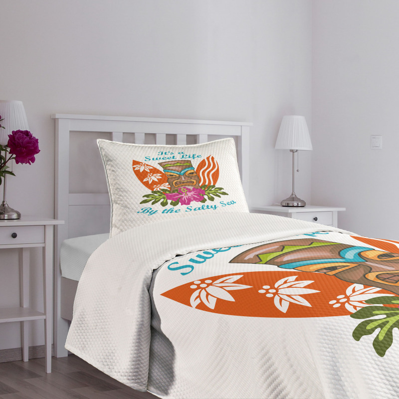 Words Hibiscus Bedspread Set