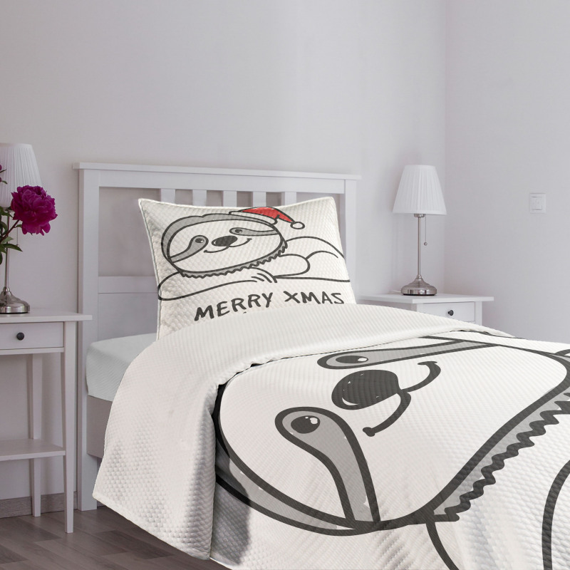 Sloth Christmas Hat Bedspread Set