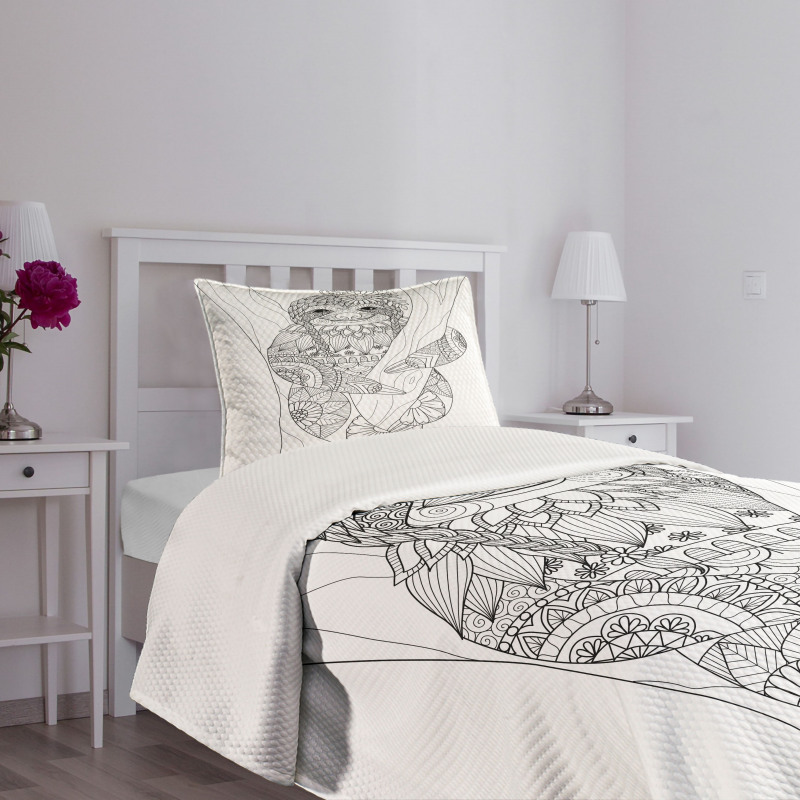 Animal Floral Detail Bedspread Set