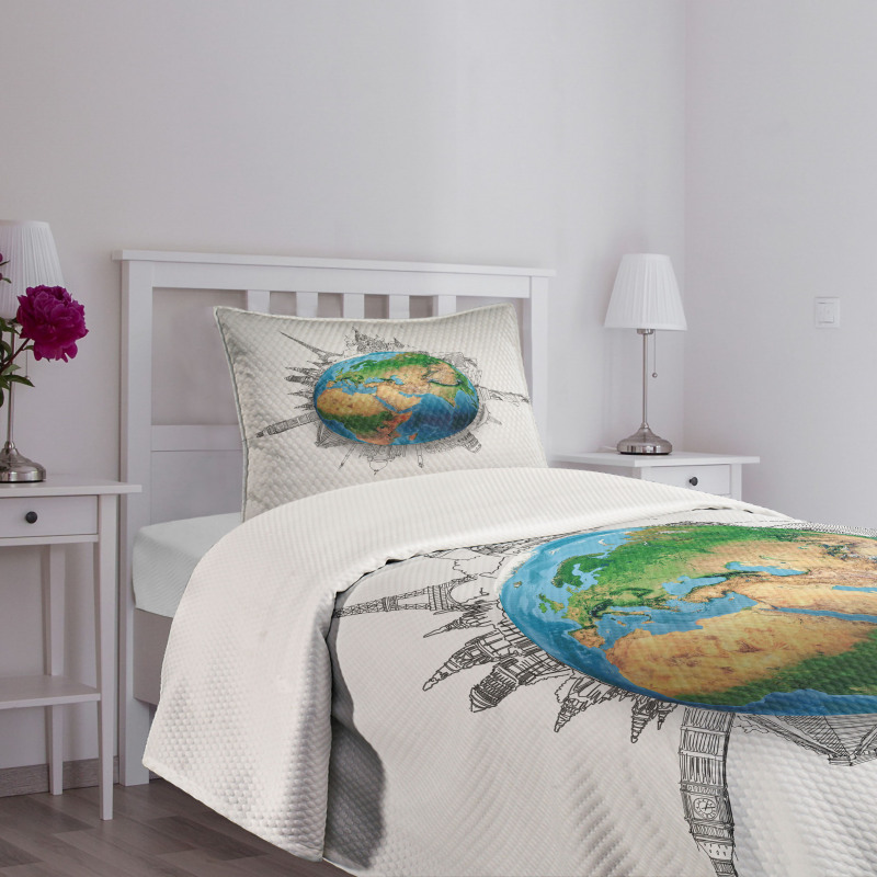 Realistic Globe Planet Bedspread Set