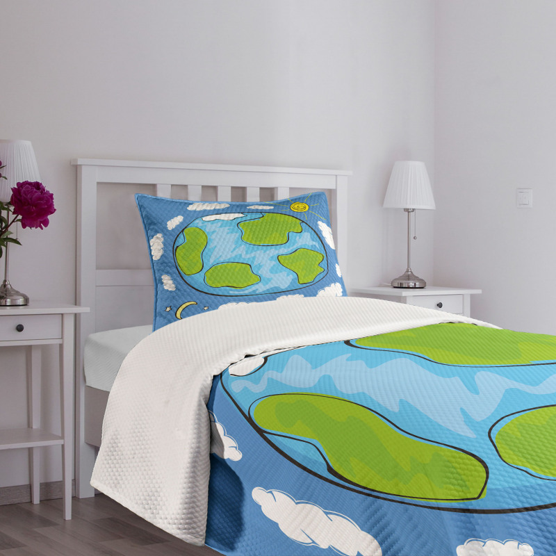 Kids Drawing of Planet Bedspread Set