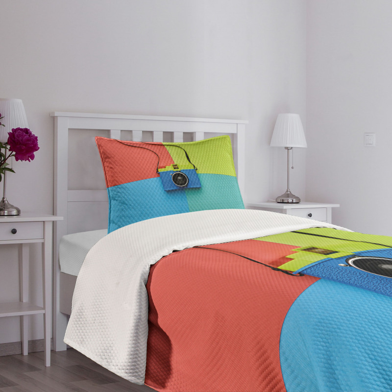 Retro Camera Hipster Bedspread Set