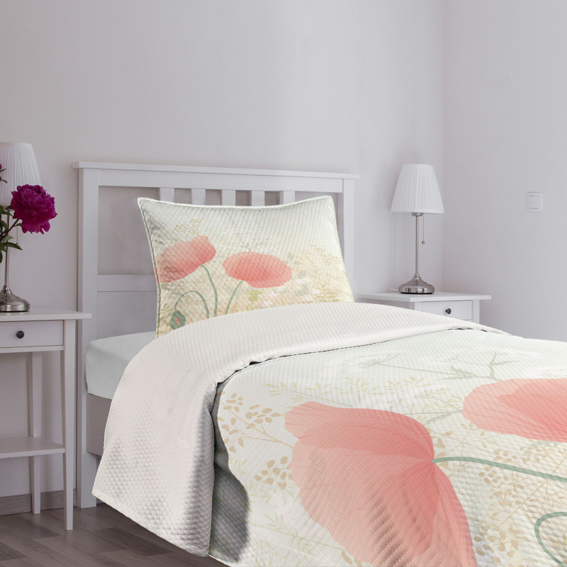 Wild Poppy Blooms Rural Bedspread Set