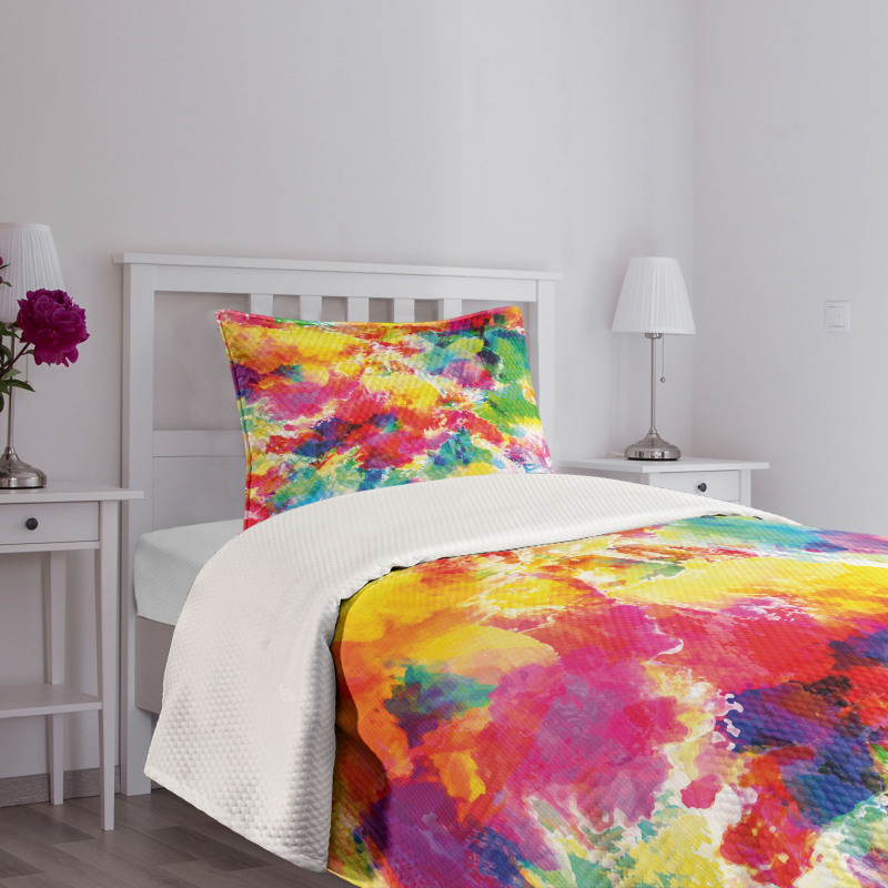 Vivid Messy Watercolors Bedspread Set