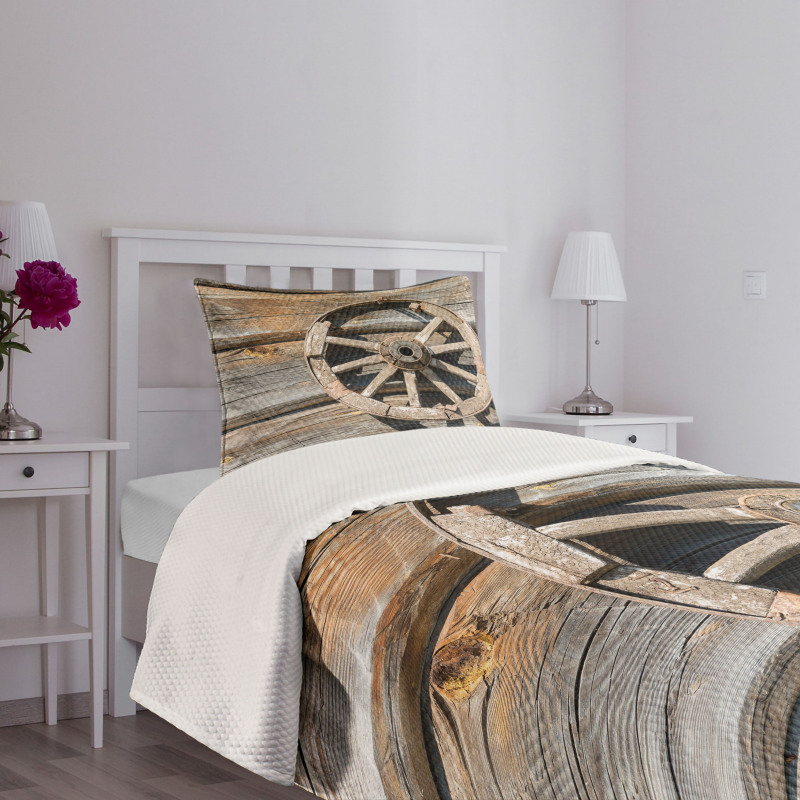 Log Wall Cart Bedspread Set