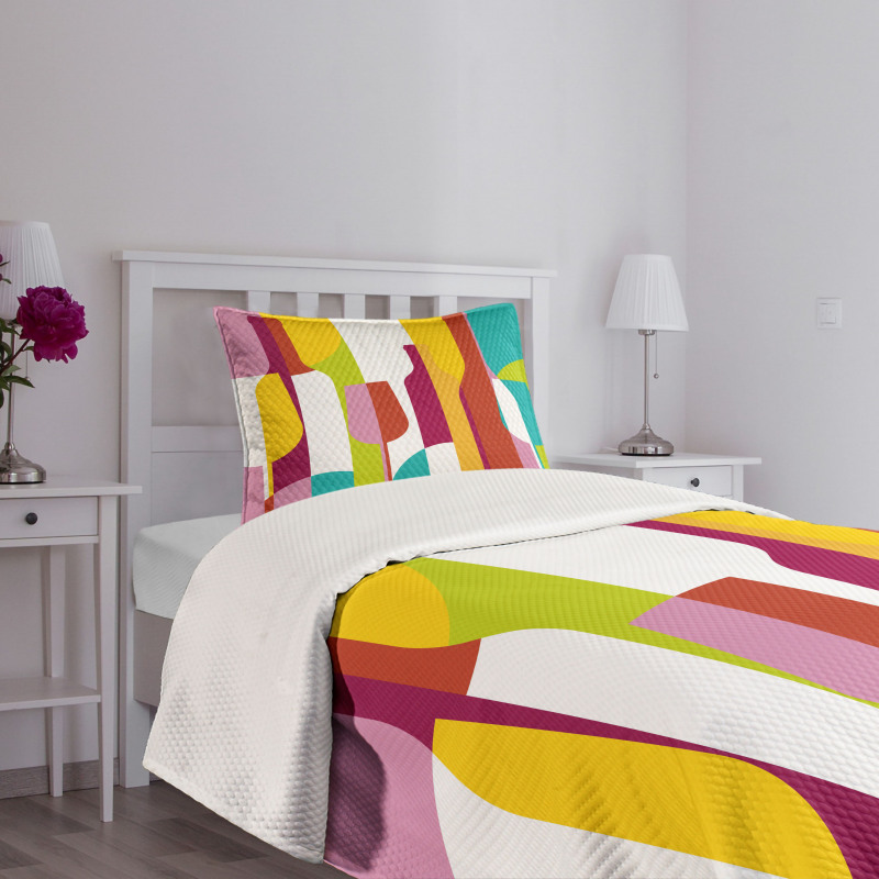 Colorful Abstract Drinks Bedspread Set