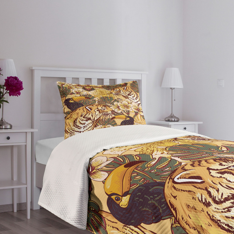 Tropical Bengal Toucan Bedspread Set