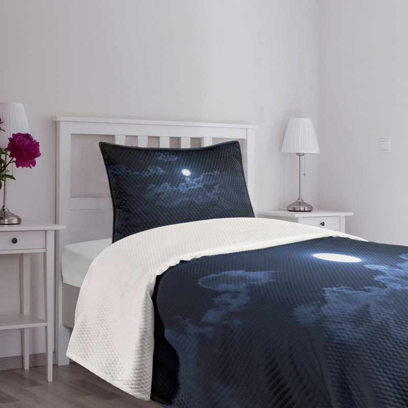 Full Moon Dark Clouds Fog Bedspread Set