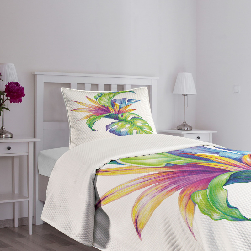 Abstract Colored Leaves Bedspread Set